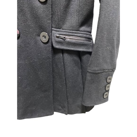 Moda International Peplum Wool Peacoat Black Size XS Y2K Vintage Minimalist Cozy - Picture 6 of 12